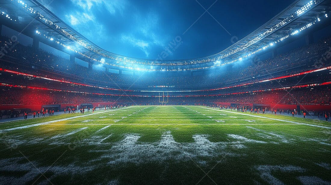 Estádio de Futebol Americano noturno lotado