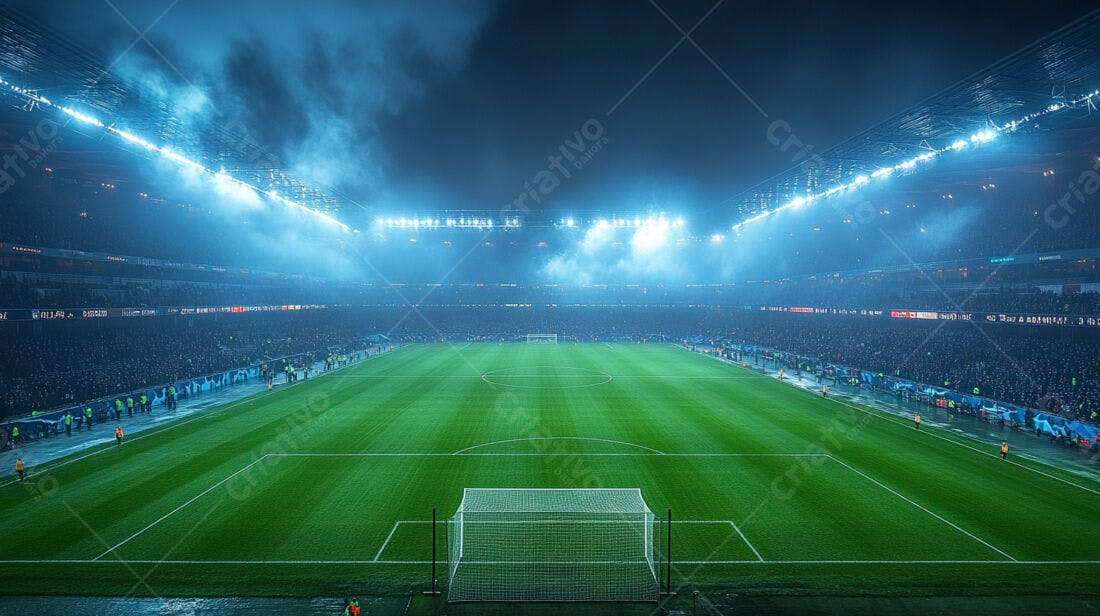 Estádio de futebol noturno lotado