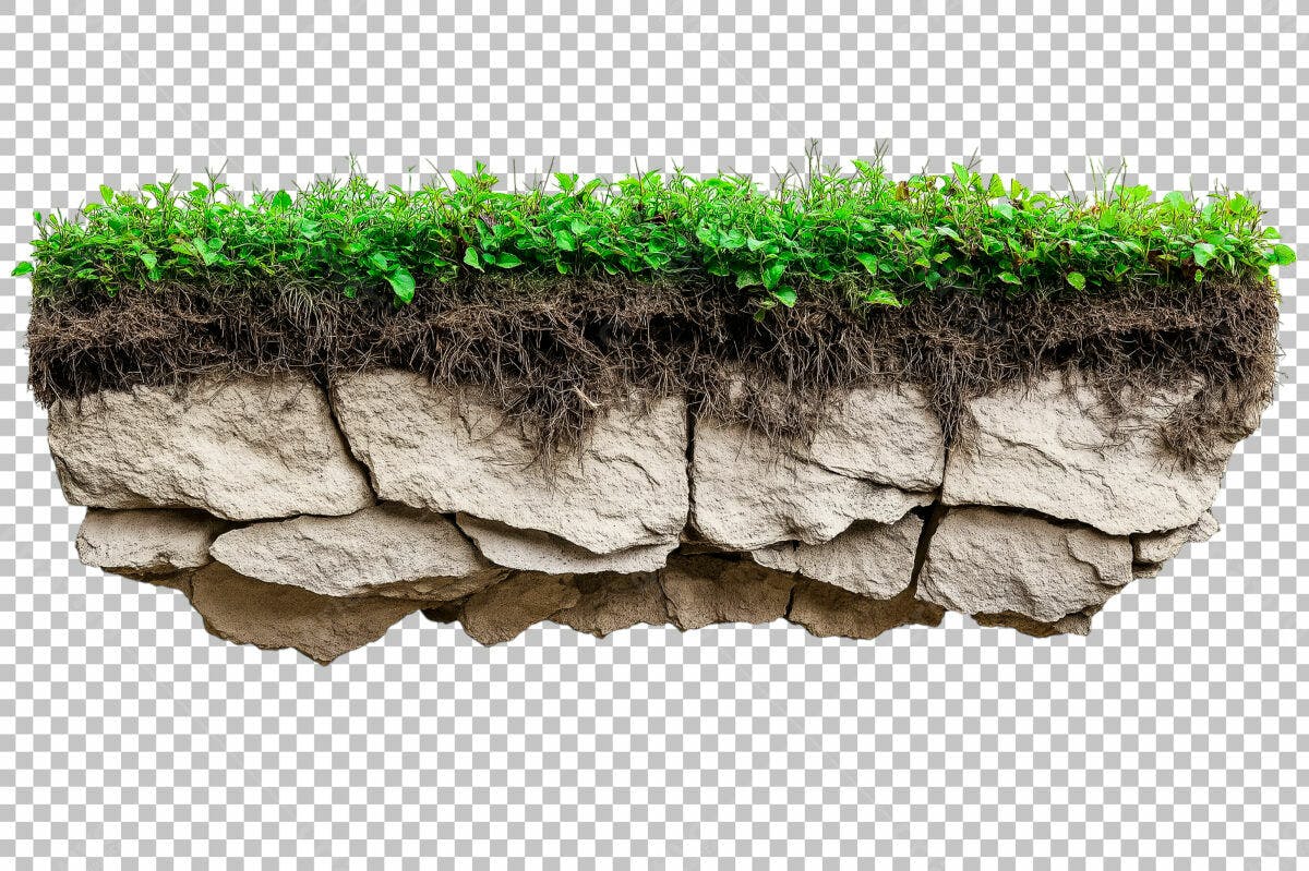 Recurso Paisagístico com Pedras e Grama PSD Editável