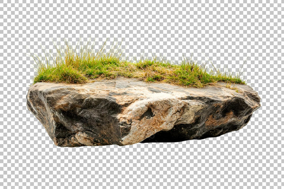 Cenário Natureza com Rocha e Grama PSD Editável