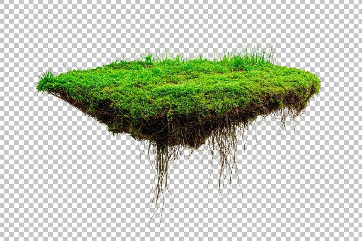 Ilha Flutuante com Musgo Verde PSD Editável