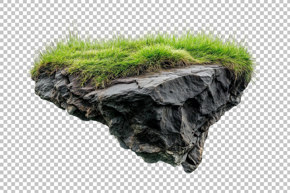 Recurso PSD Editável: Rocha com Grama para Design