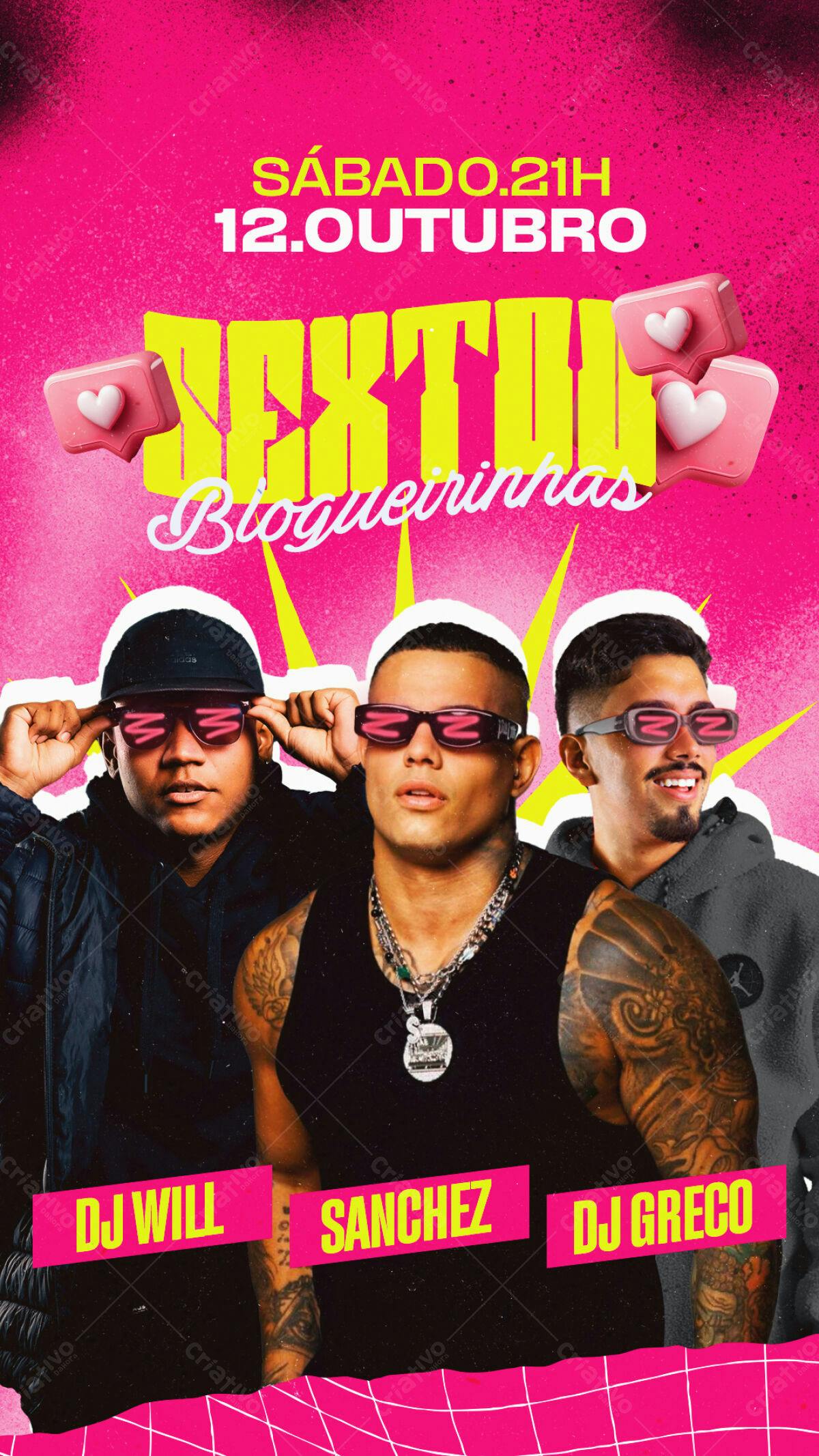 Flyer Festa Sextou Blogueirinhas PSD Editável