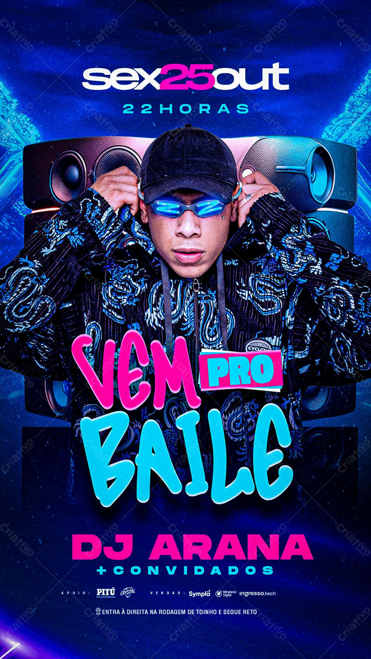 Flyer Festa com DJ Arana PSD Editável