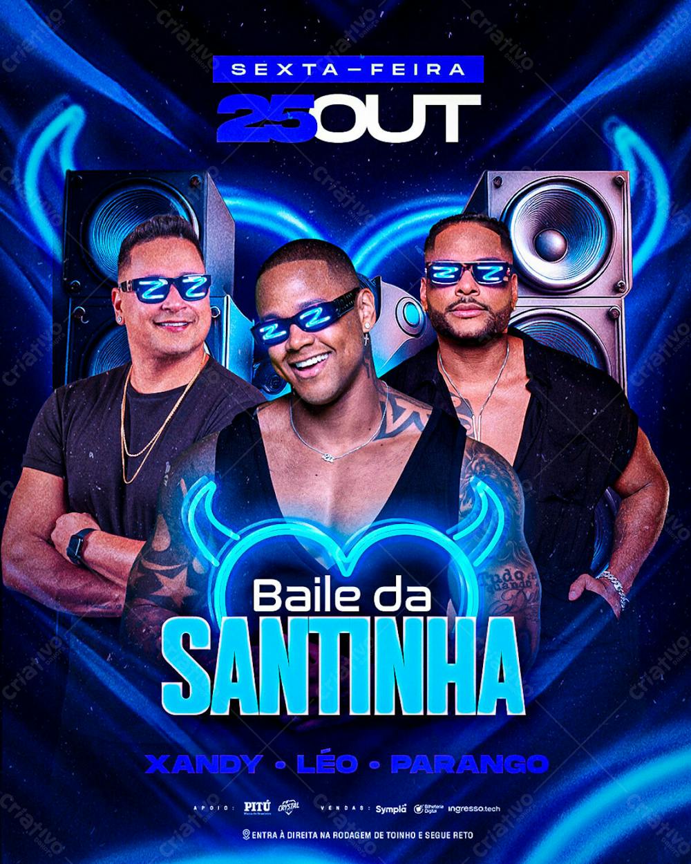 381 Flyer Evento Baile Da Santinha Feed Psd Editável