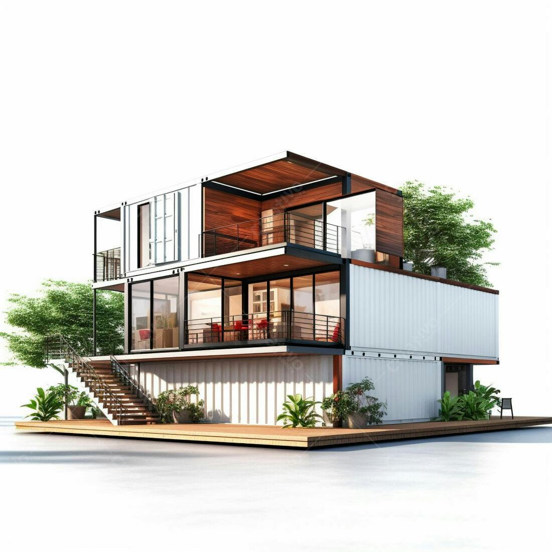 Casa moderna de contêineres com design sustentável