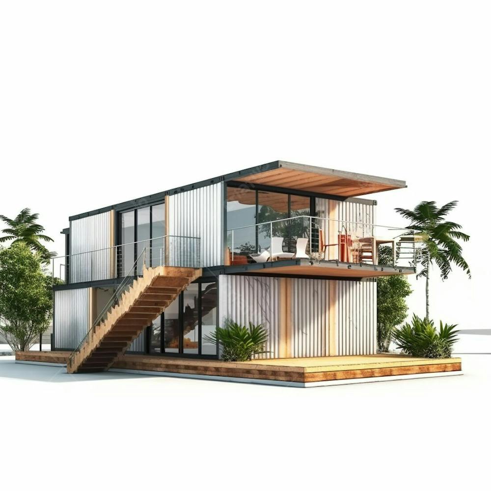  Casa de conceito de pequeno recipiente de estilo minimalista moderno isolada em fundo branco