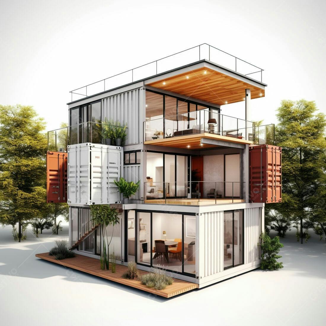 Casa moderna feita de contêineres marítimos