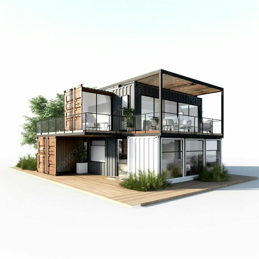  Casa de conceito de pequeno recipiente de estilo minimalista moderno isolada em fundo branco