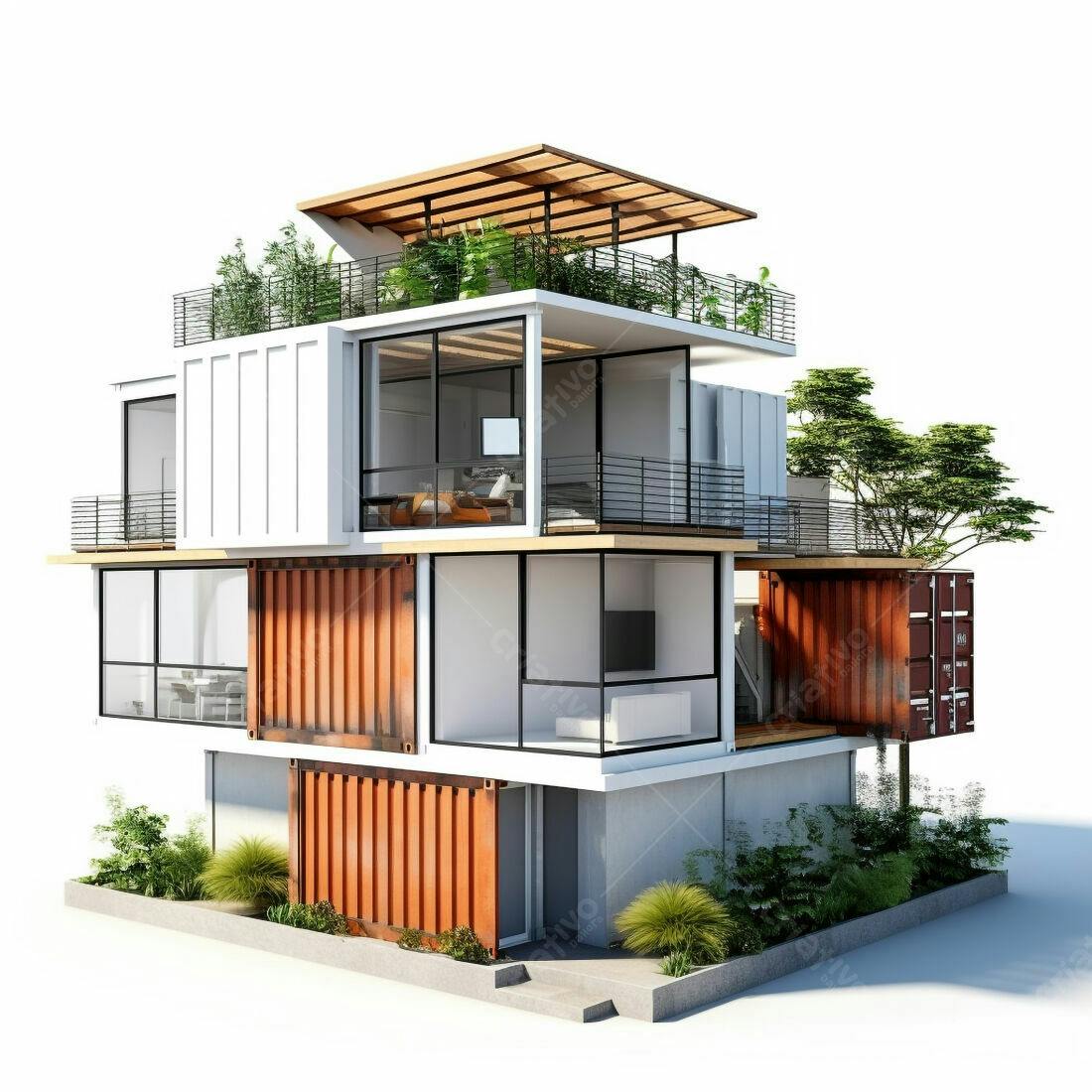 Casa moderna feita de contêineres marítimos