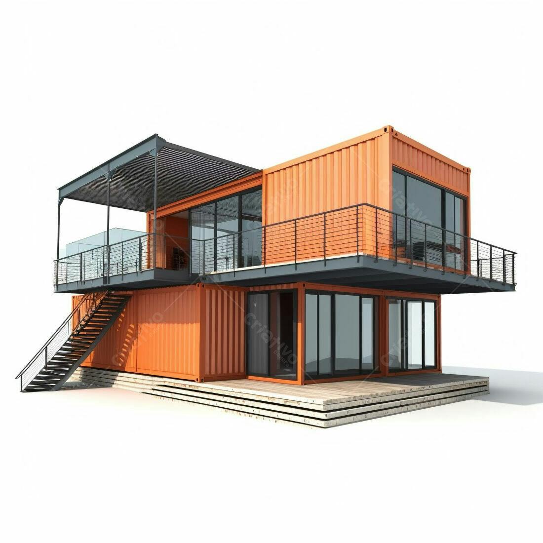 Casa moderna feita de contêineres laranja