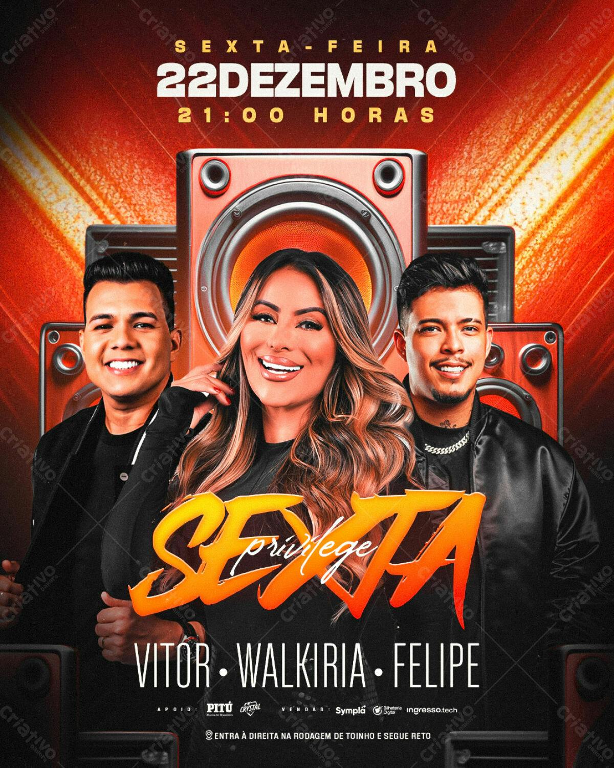 Flyer Festa Vitor, Walkíria e Felipe PSD Editável