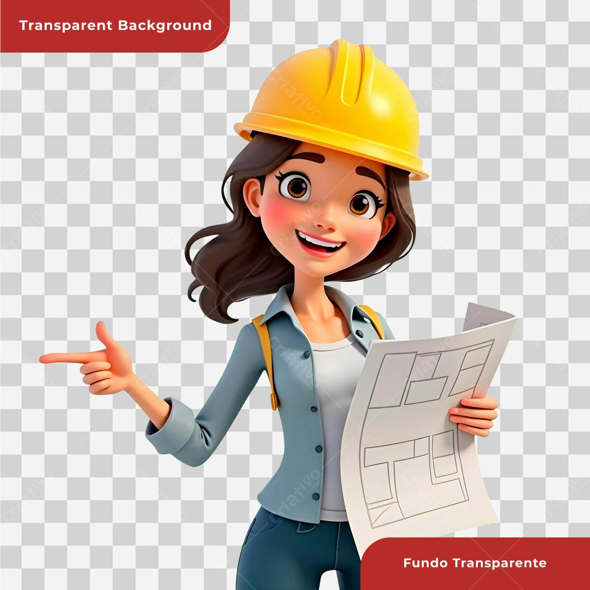 Personagem Cartoon Engenheira PSD Editável