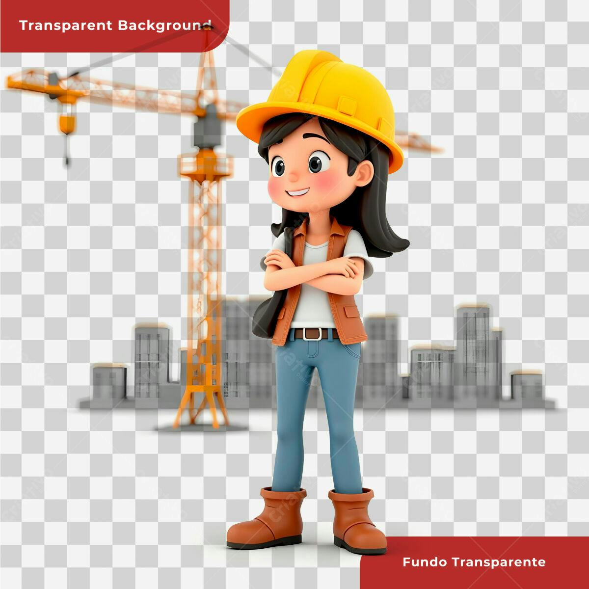 PSD Personagem Engenheira para Construção Civil PSD Editável