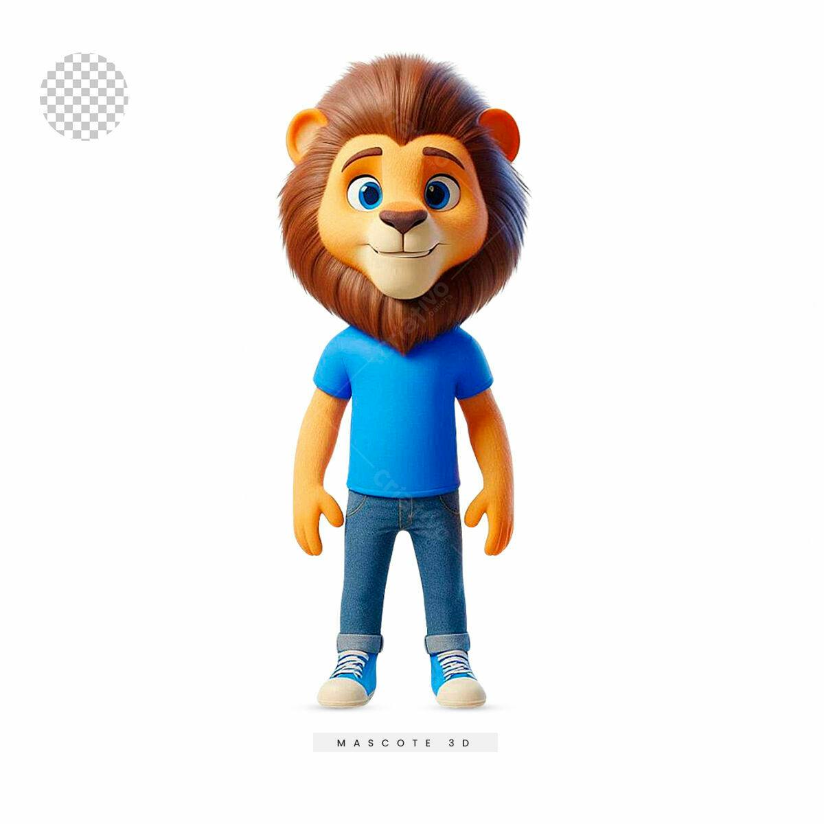 Mascote Leão 3D PSD Editável