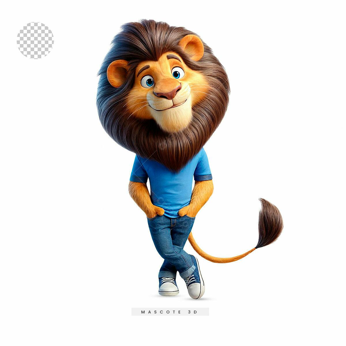 Mascote Leão 3D PSD Editável