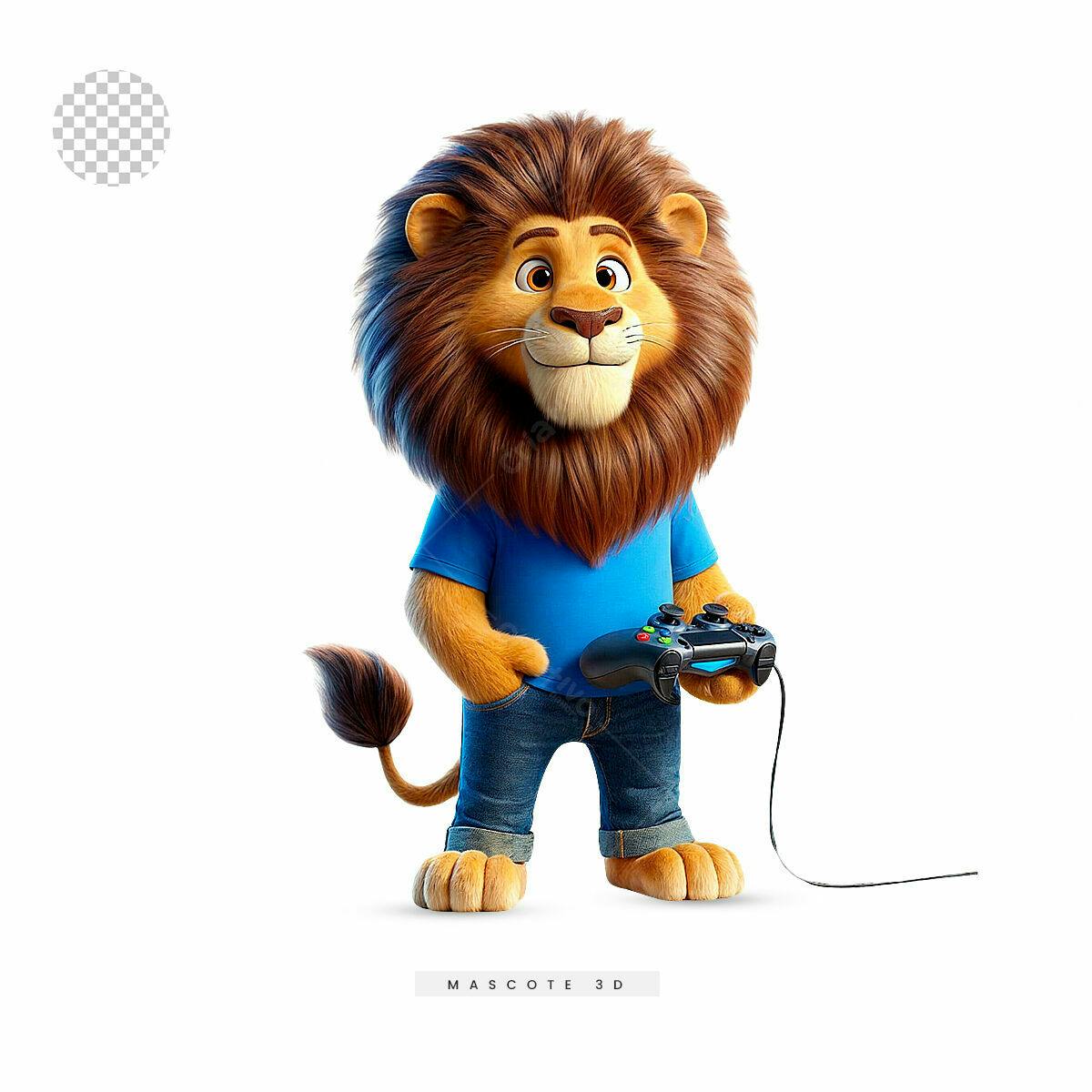 Mascote Leão Gamer PSD Editável