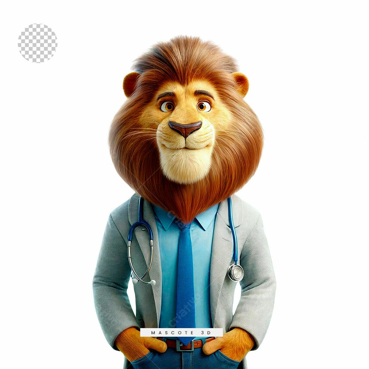 Mascote Leão Médico PSD Editável