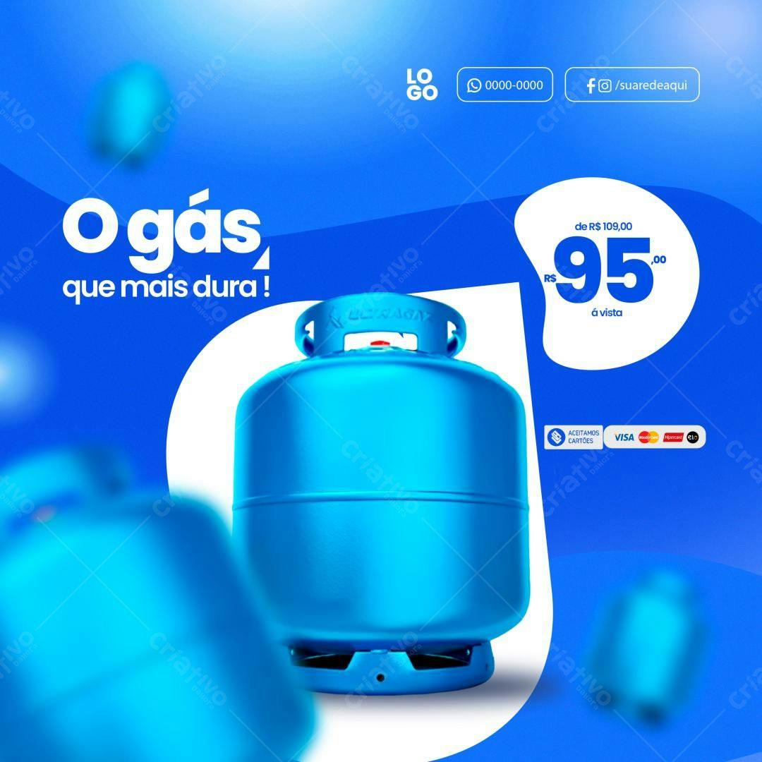 Postagem de Mídia Social para Promoção de Gás PSD Editável