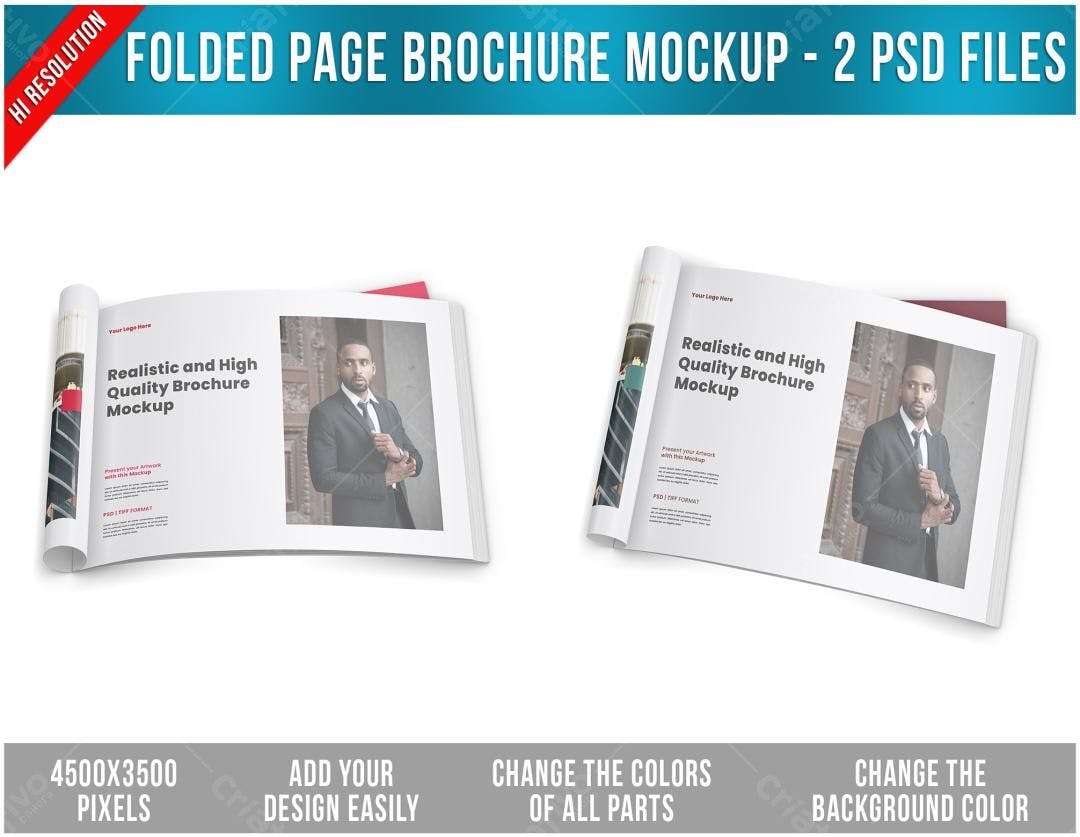 Mockup Realista de Brochura Fechada com Empresário