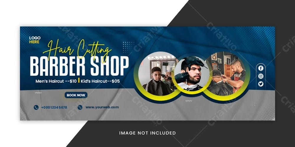 Barber Shop Facebook Cover Banner Template