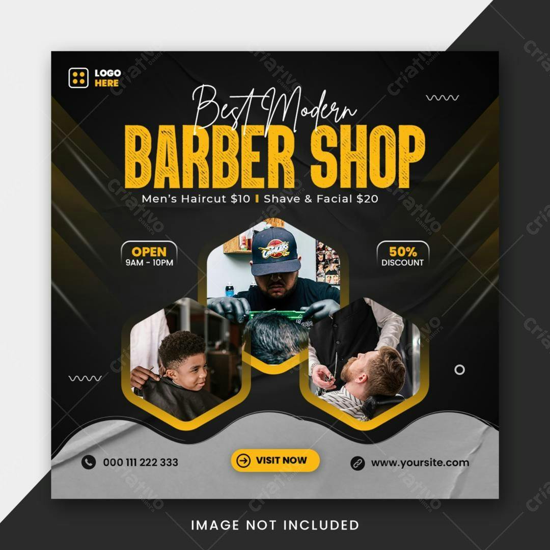 Flyer para Barbearia Moderna PSD Editável