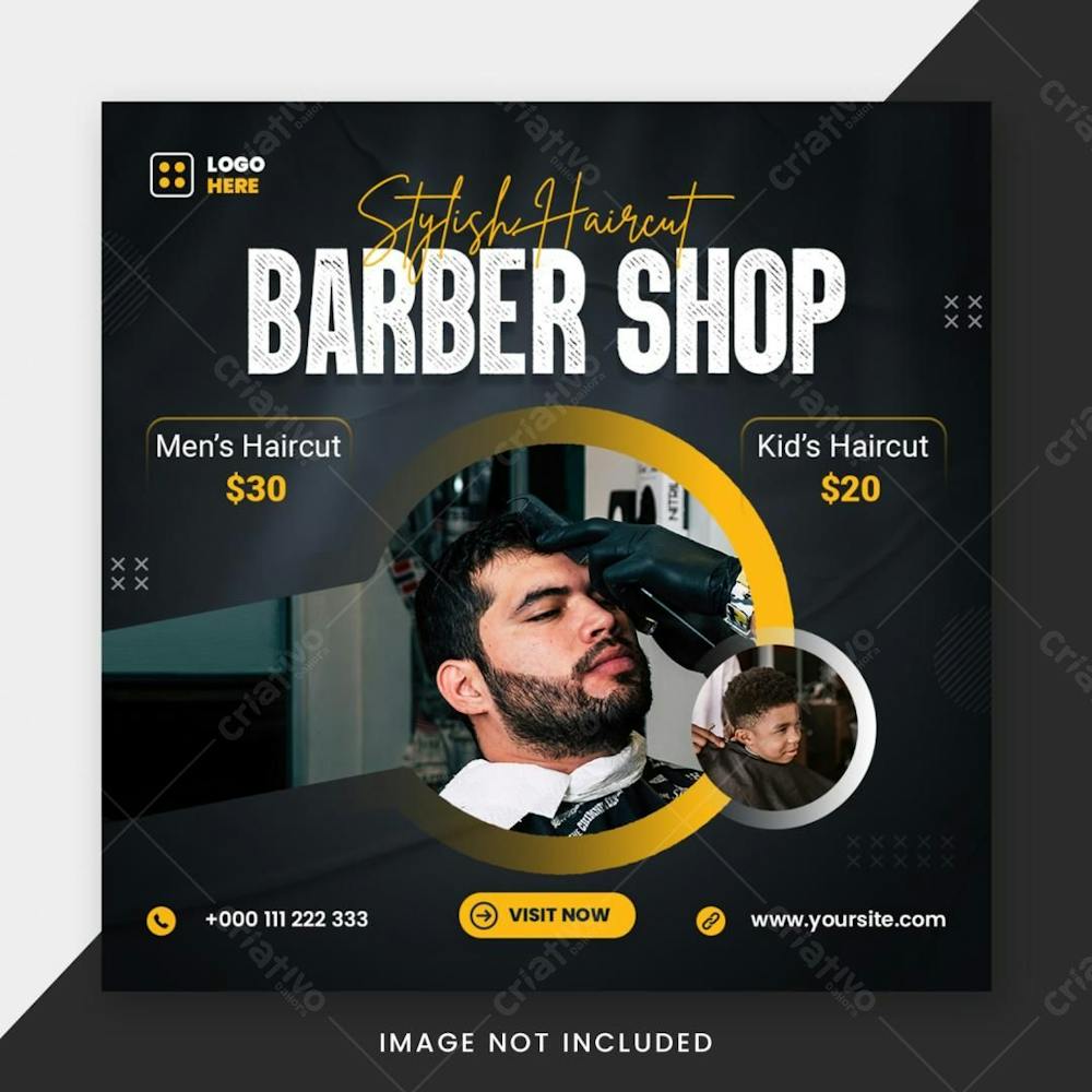 Barber Shop Social Media Post Banner Template