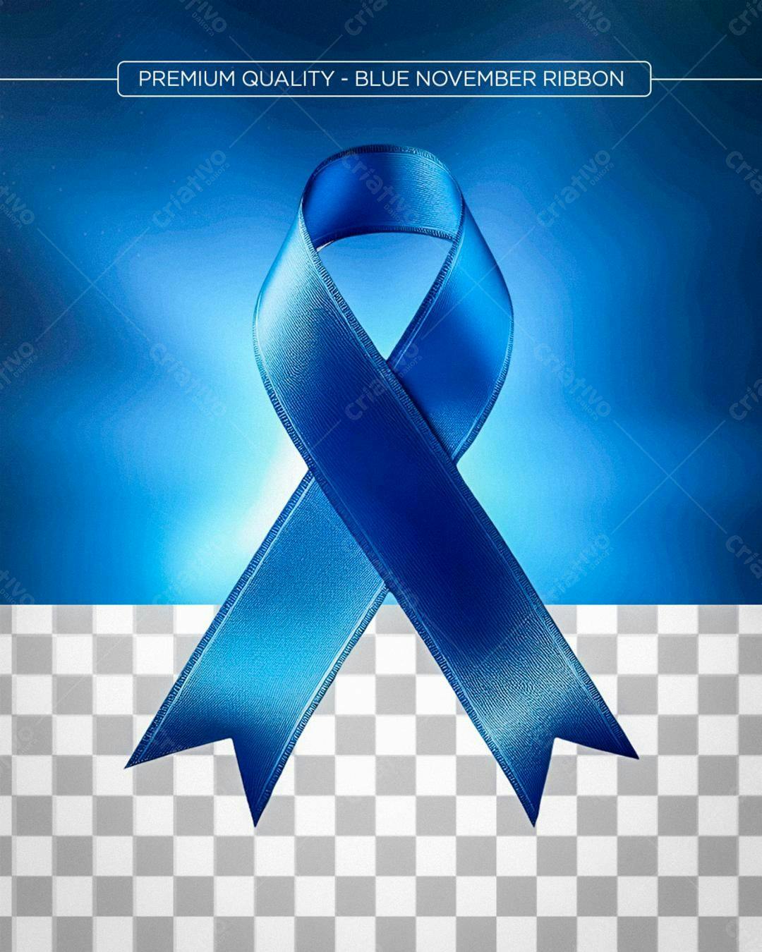 Selo 3D fita azul Novembro conscientização