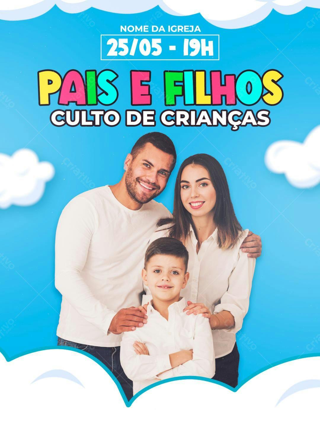 Flyer para Culto Pais e Filhos PSD Editável