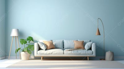 interior moderno da sala de estar com sofá creme