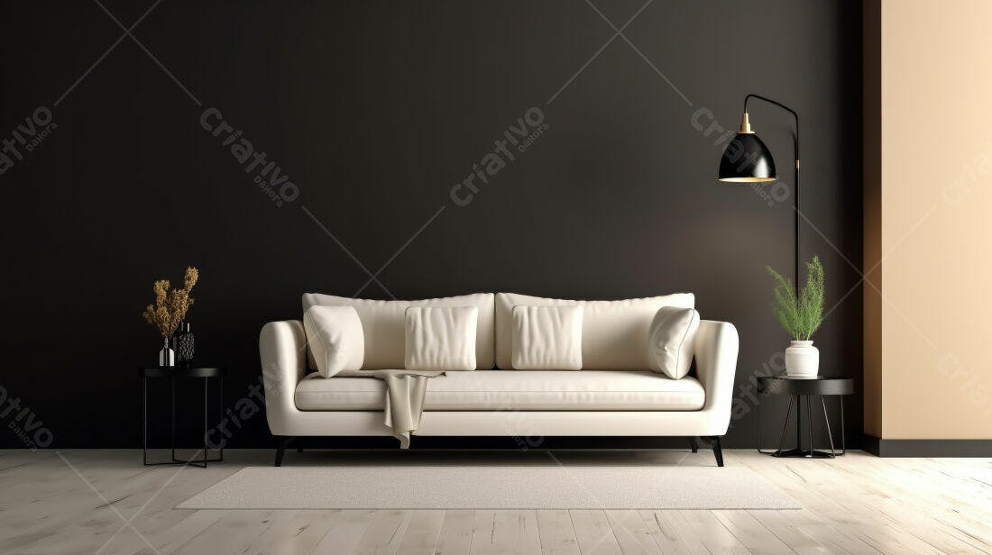 Sofá branco em sala de estar moderna