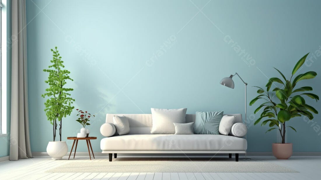 Sofá branco em sala de estar minimalista