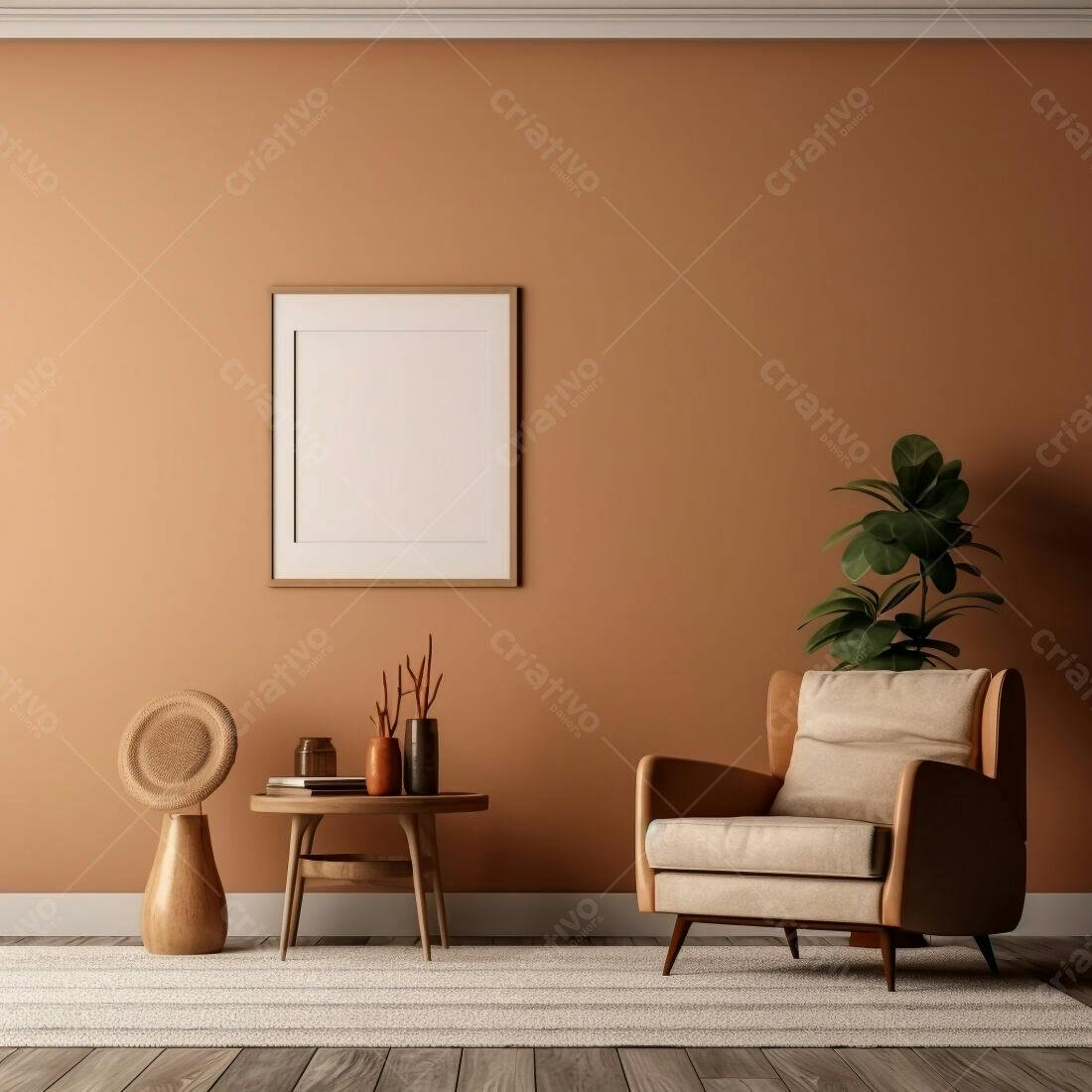 Sala de estar moderna tons terra