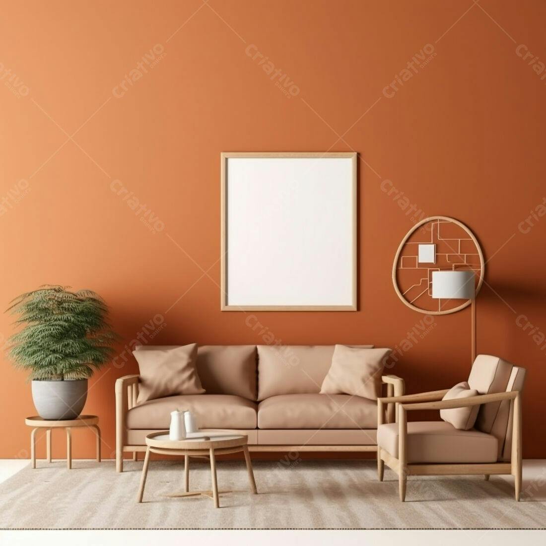 Sala de estar moderna em tons terrosos