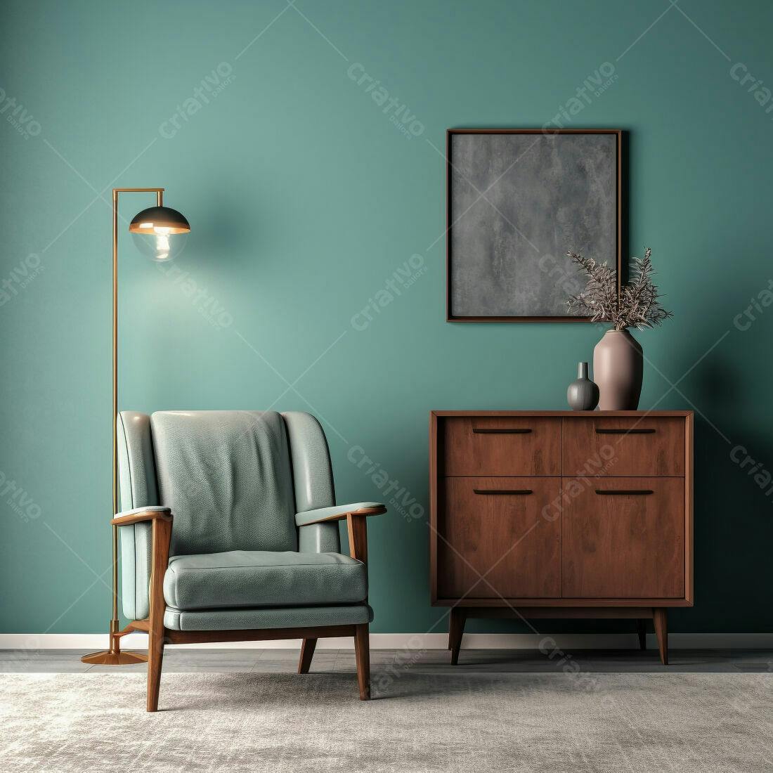 Poltrona vintage em sala de estar moderna