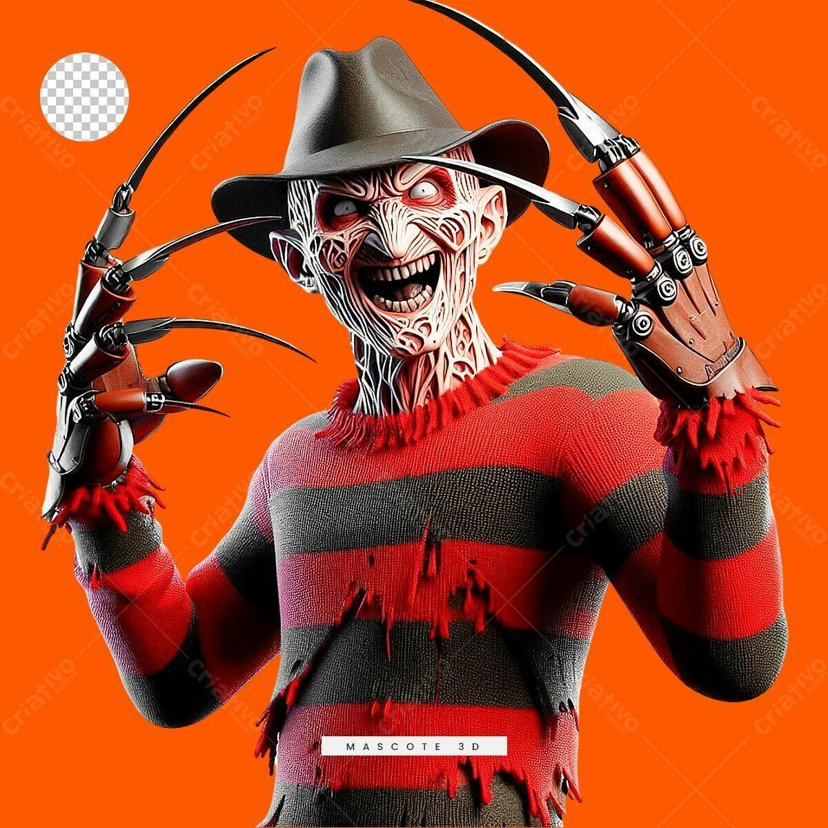 Mascote Freddy Krueger Halloween PSD Editável