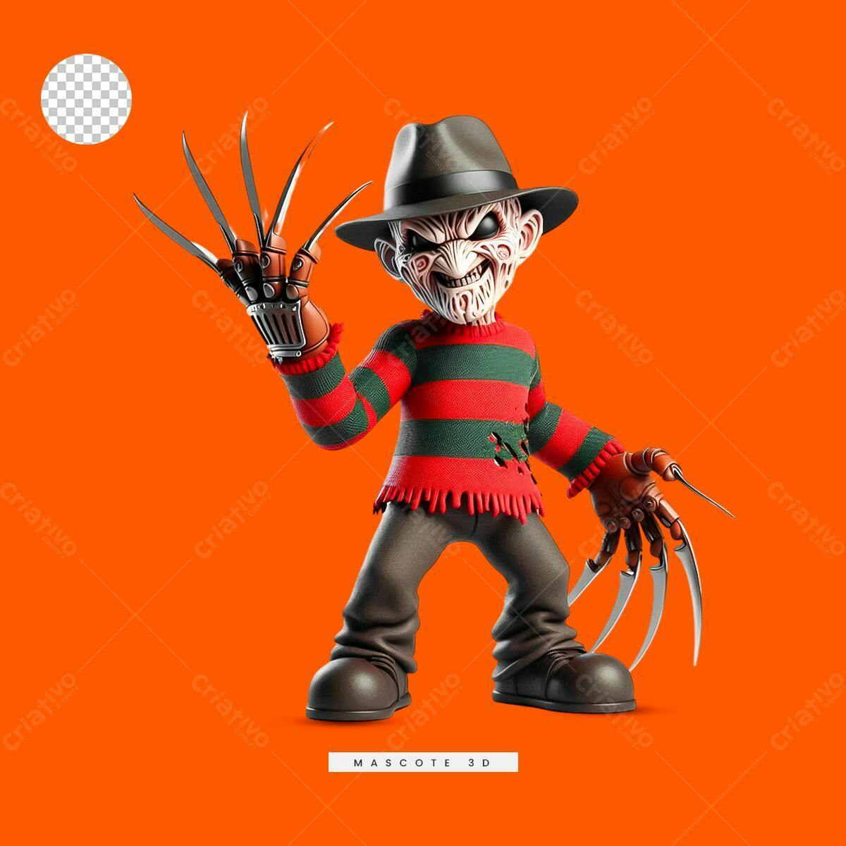 Mascote Freddy Krueger Halloween PSD Editável