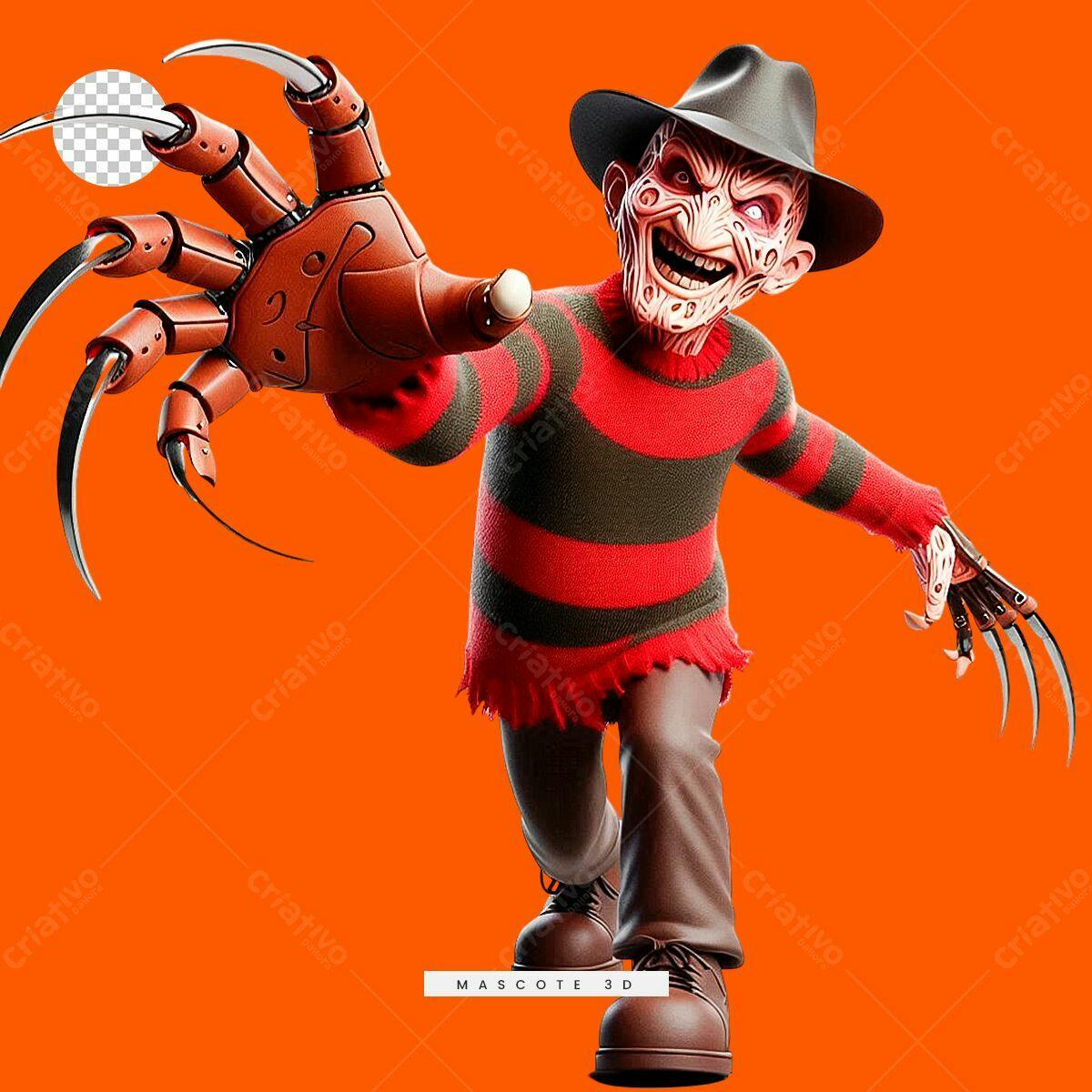 Mascote Freddy Krueger Halloween PSD Editável