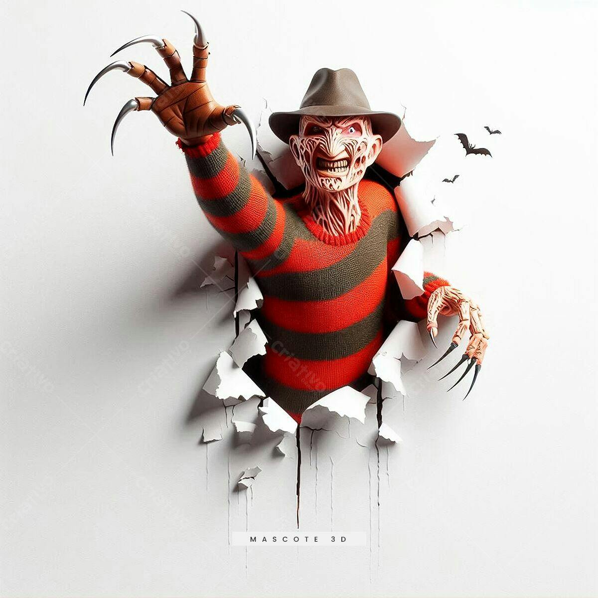 Mascote Freddy Krueger Halloween PSD Editável