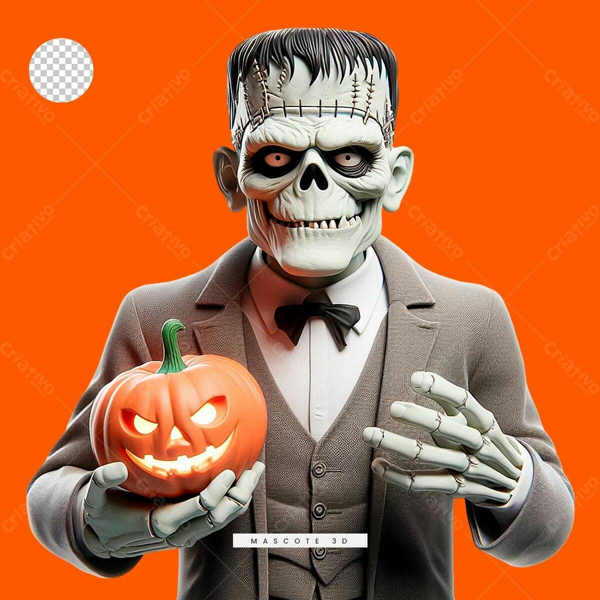 Mascote Halloween 3D PSD Editável