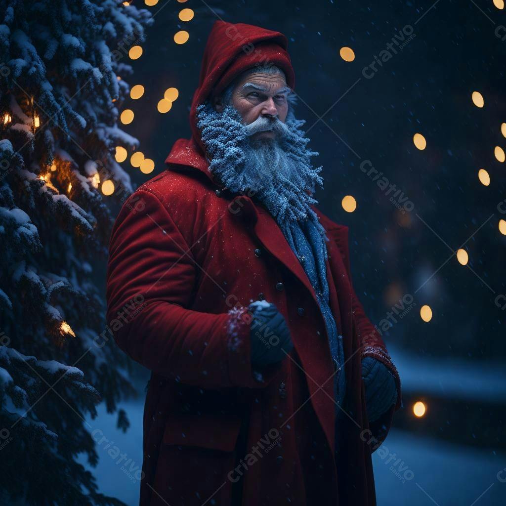 Papai Noel na neve noite de Natal