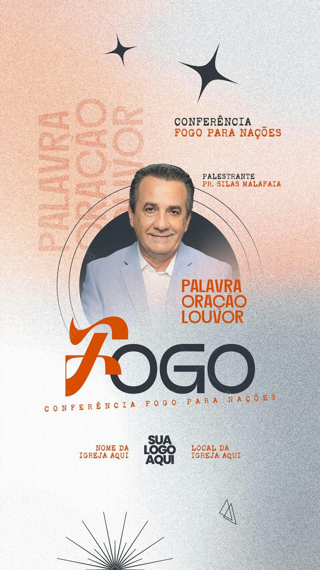 Flyer para Conferência Fogo para Nações PSD Editável