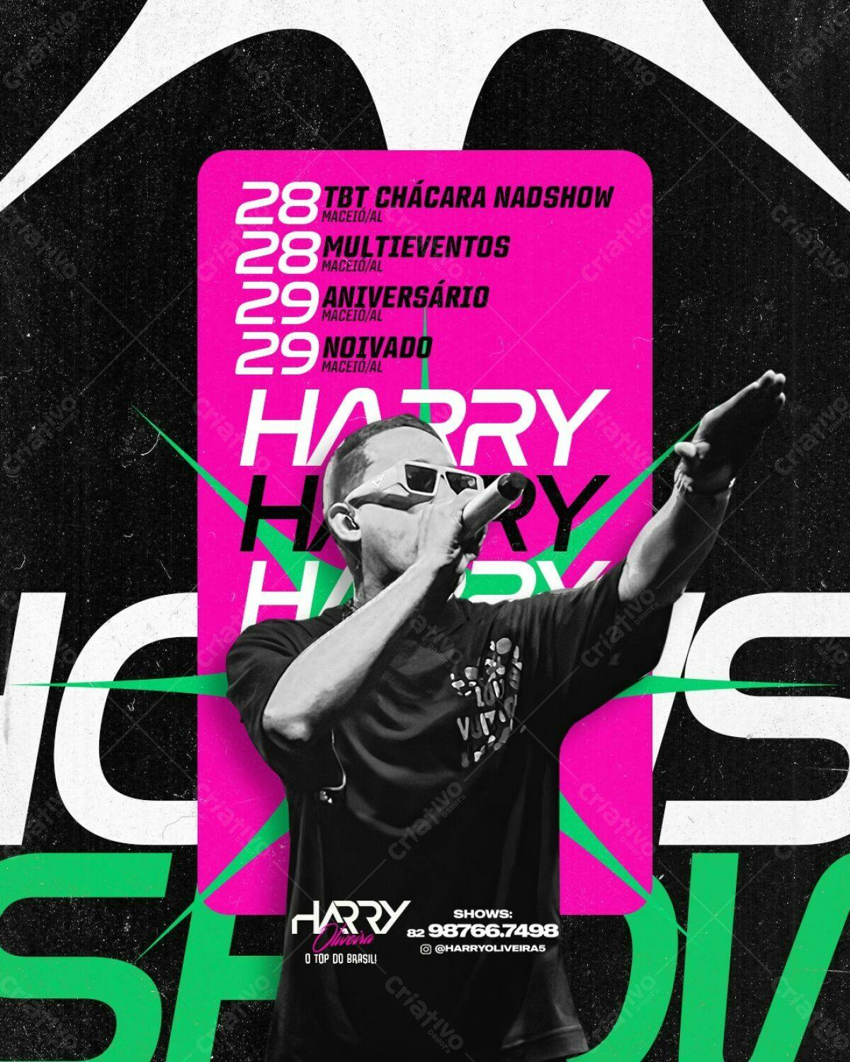 Flyer para Show do Harry Oliveira PSD Editável
