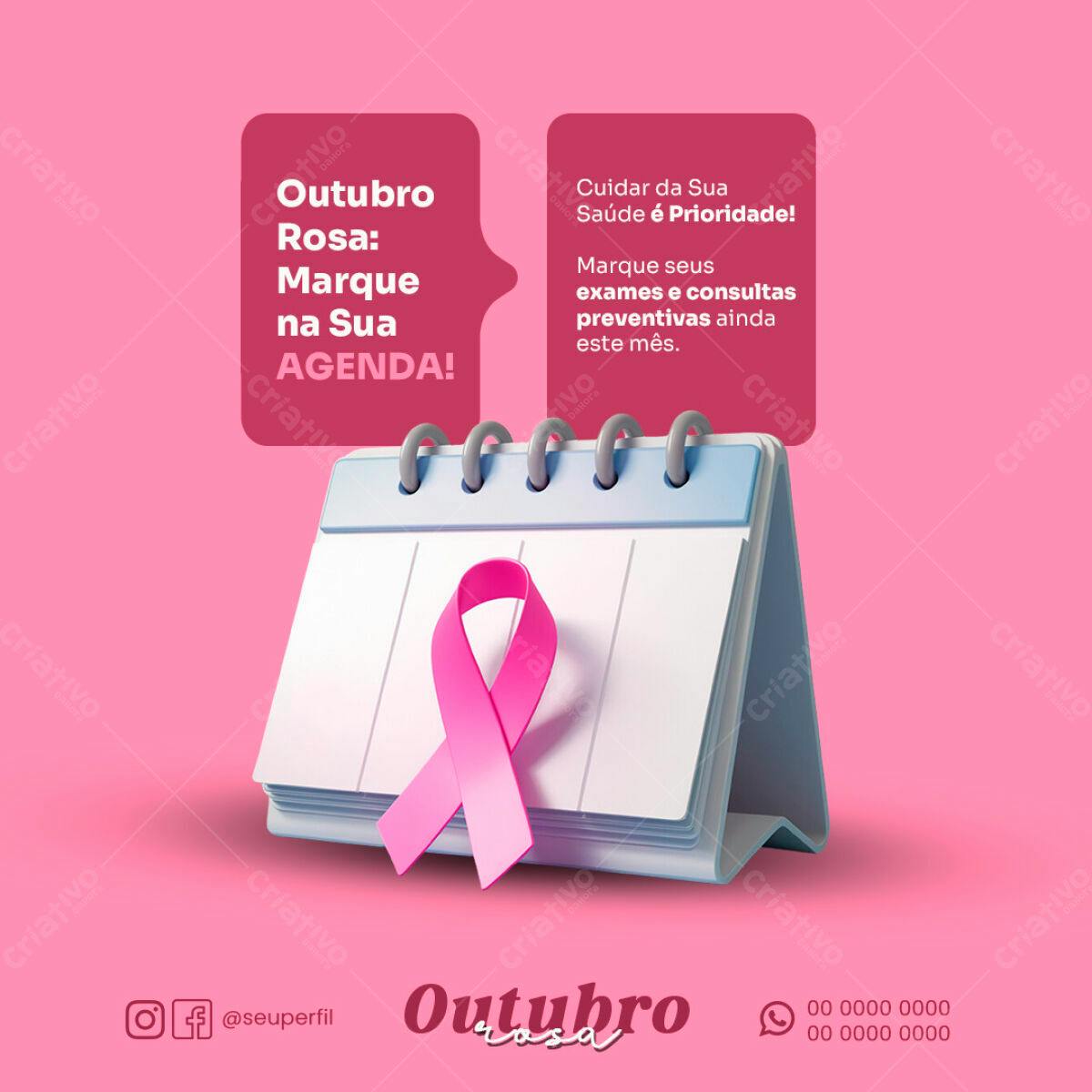 Post para Outubro Rosa PSD Editável