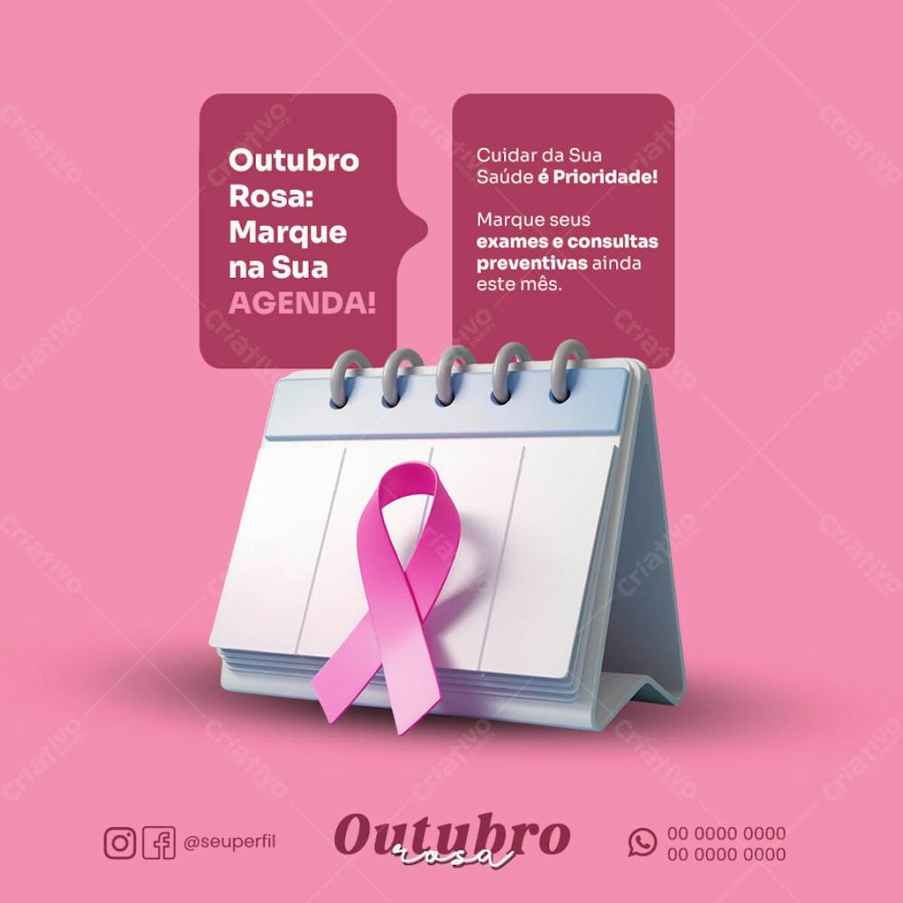 Flyer Outubro Rosa Marque Na Sua Agenda