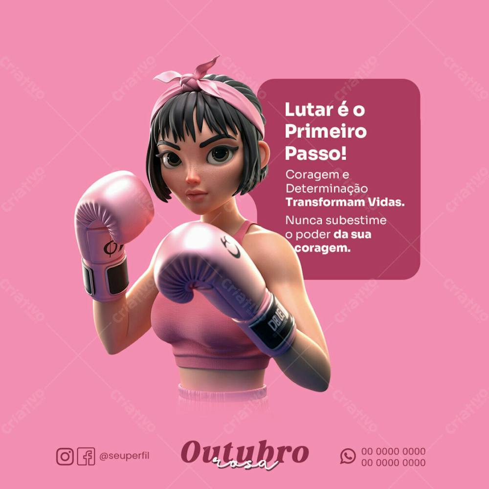 Flyer Outubro Rosa Primeiro Passo É Lutar