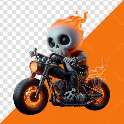 Elemento 3D Personagem Motoqueiro Fantasma Para Halloween