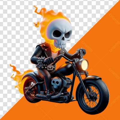Elemento 3D Personagem Motoqueiro Fantasma Para Halloween