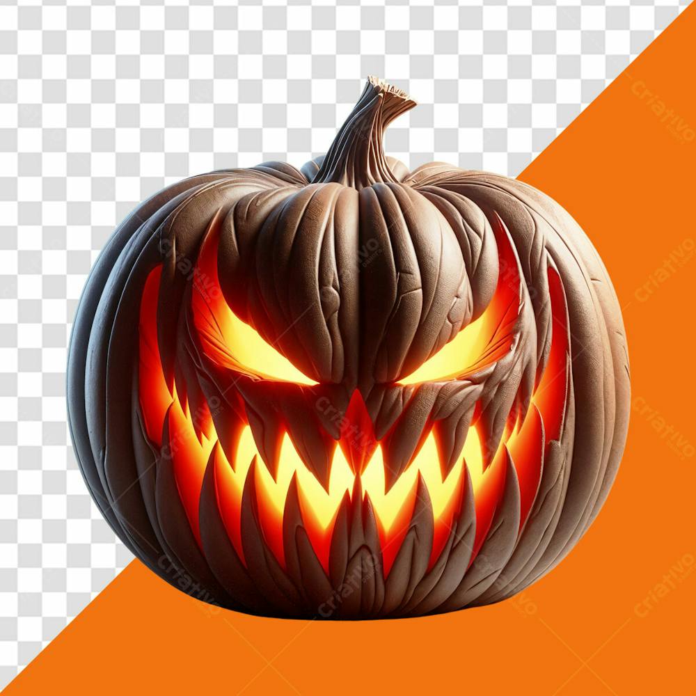 Elemento 3D Abóbora Assustadora Para Halloween