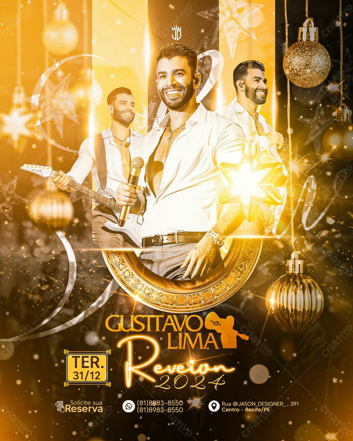 Flyer Réveillon 2024 Gustavo Lima PSD Editável